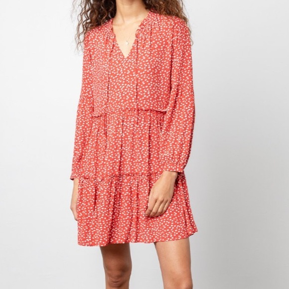 NWT Rails Everly Carmine Red Daisy Tiered Dress